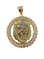  10kt Lion Head Pendant With Ruby Eyes