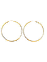  14kt Yellow Gold Hoop Earrings With Diamond Cut Design