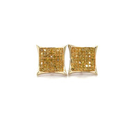  10kt Yellow Gold Yellow Diamond Cluster Earrings