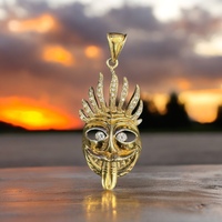 Gold Plated Sterling Silver Ceremonial Mask with Moving Tongue and Eyes
