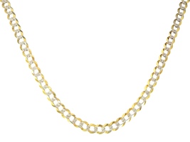  14kt Two Tone Curb Diamond Cut Chain