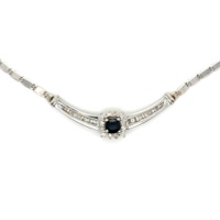  14kt White Gold Necklace with Diamond and Sapphire