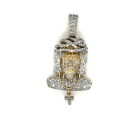  10kt Yellow Gold Diamond Jesus Head Pendant