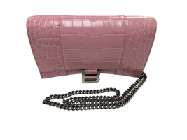 Balenciaga Hourglass Small Crocodile Pink